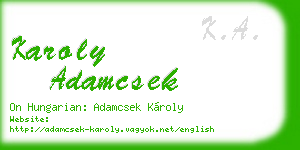 karoly adamcsek business card